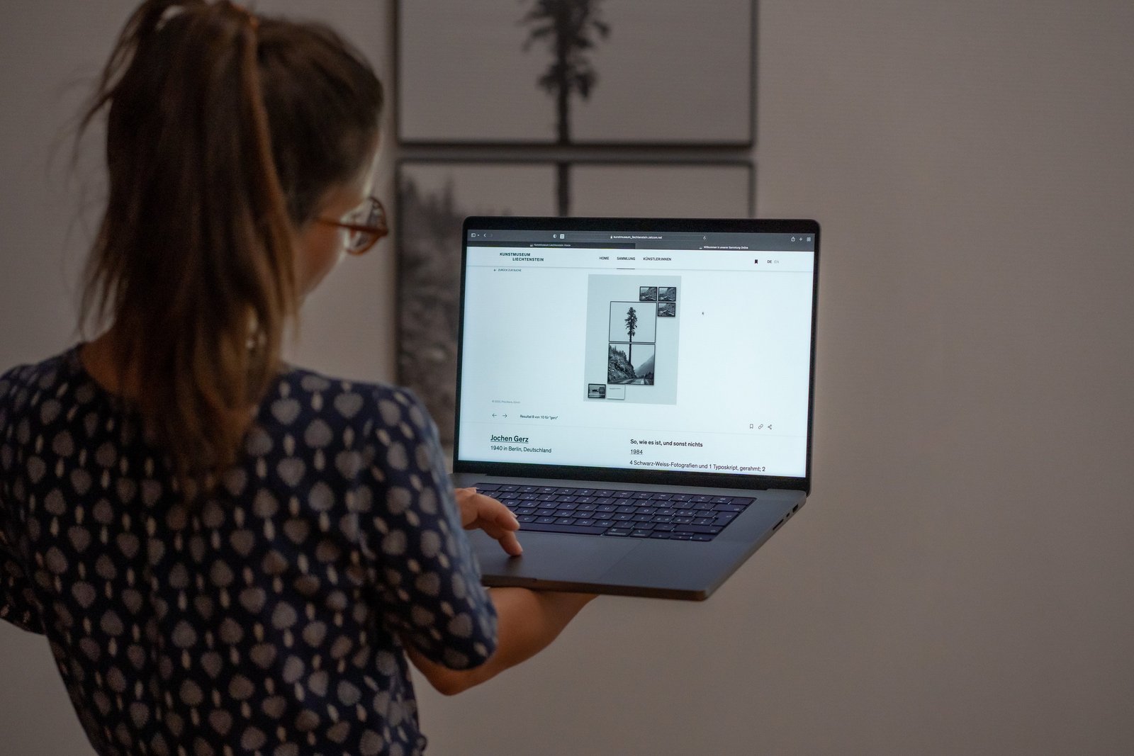 Person betrachtet Sammlungsdaten auf einem Laptop