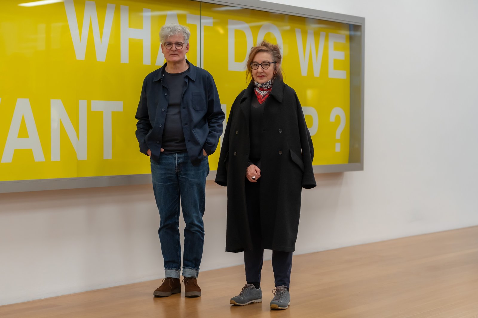 Portrait of RELAX (Daniel Hauser and Marie-Antoinette Chiarenza) in front of their work «What do we want to keep?»
